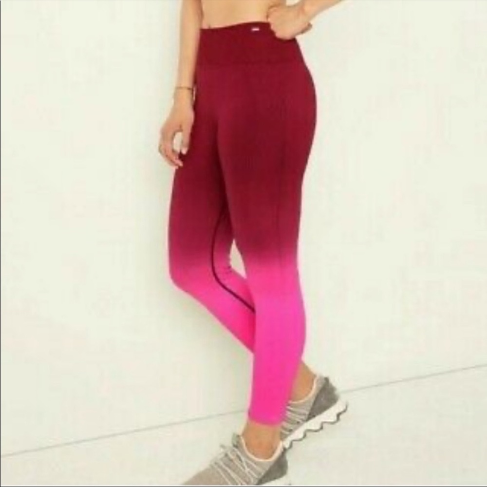 Pink Active Victorias Secret Ombré Pink Red Leggings Size Medium